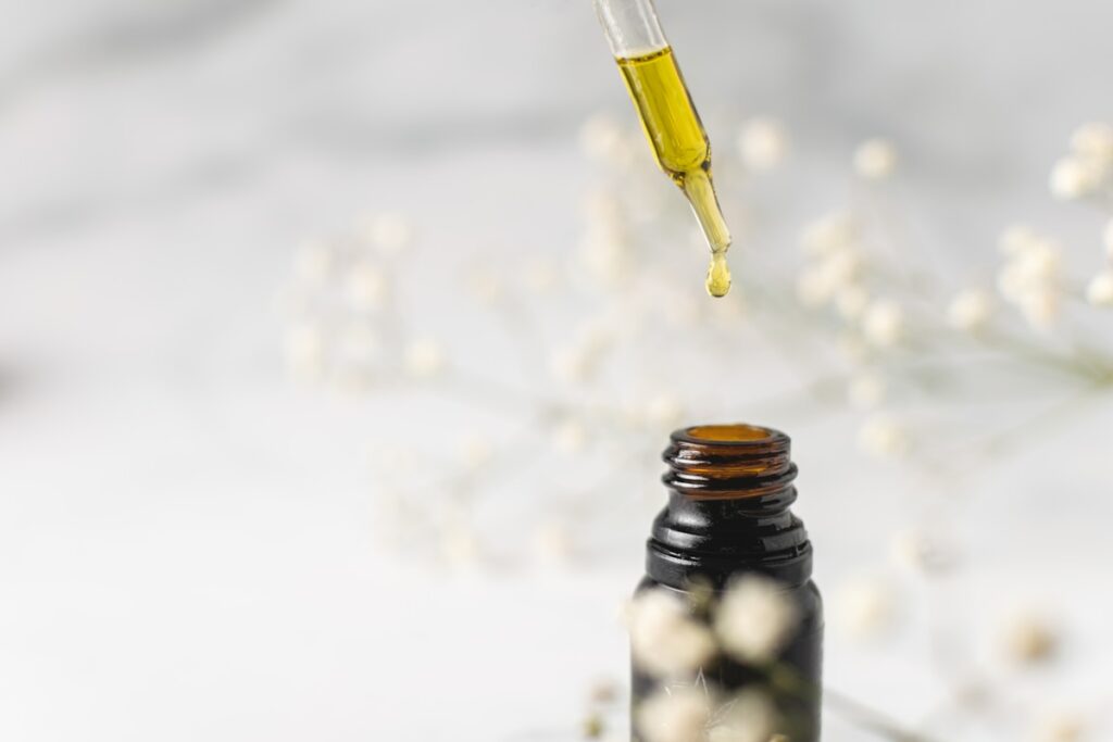CBD oil dropper bottle, hemp extract tincture