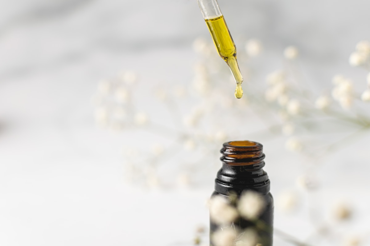 CBD oil dropper bottle, hemp extract tincture