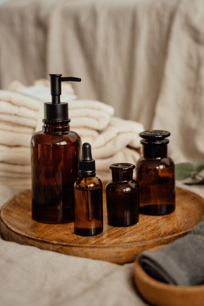 Amber glass bottles used for proper CBD oil storage