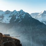 Snow covered Swiss Alps mountain range in Switzerland
