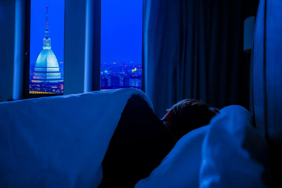 Night view from a bedroom window, winding down before sleep